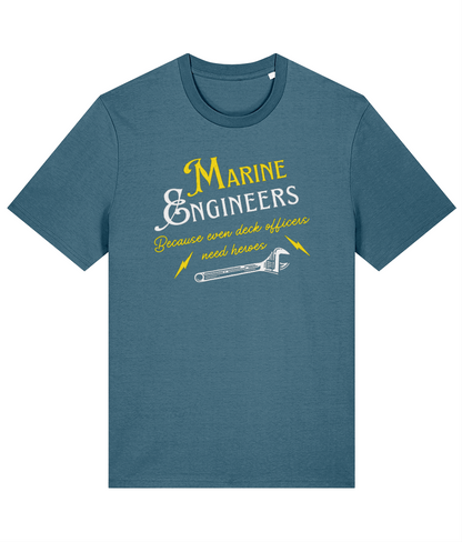 Organic cotton unisex t-shirt (Marine engineers, because even deck officers need heroes) Great Harbour Gifts