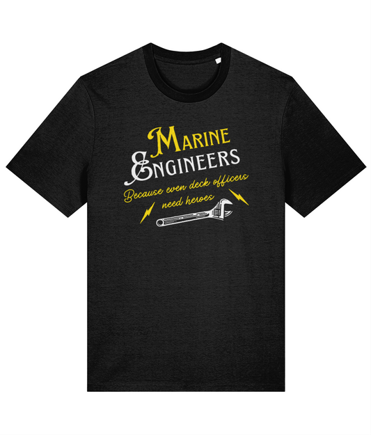 Organic cotton unisex t-shirt (Marine engineers, because even deck officers need heroes) Great Harbour Gifts