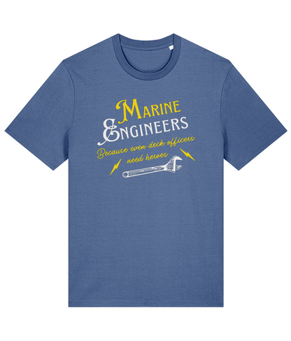 Organic cotton unisex t-shirt (Marine engineers, because even deck officers need heroes) Great Harbour Gifts