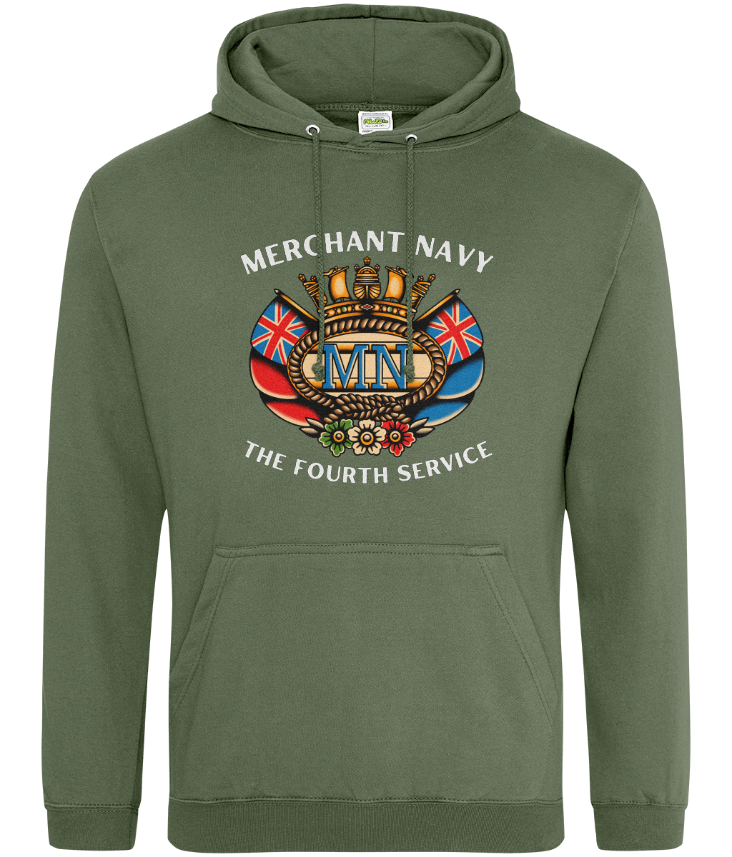 Ring-spun cotton unisex hoodie (British Merchant Navy crest) Great Harbour Gifts