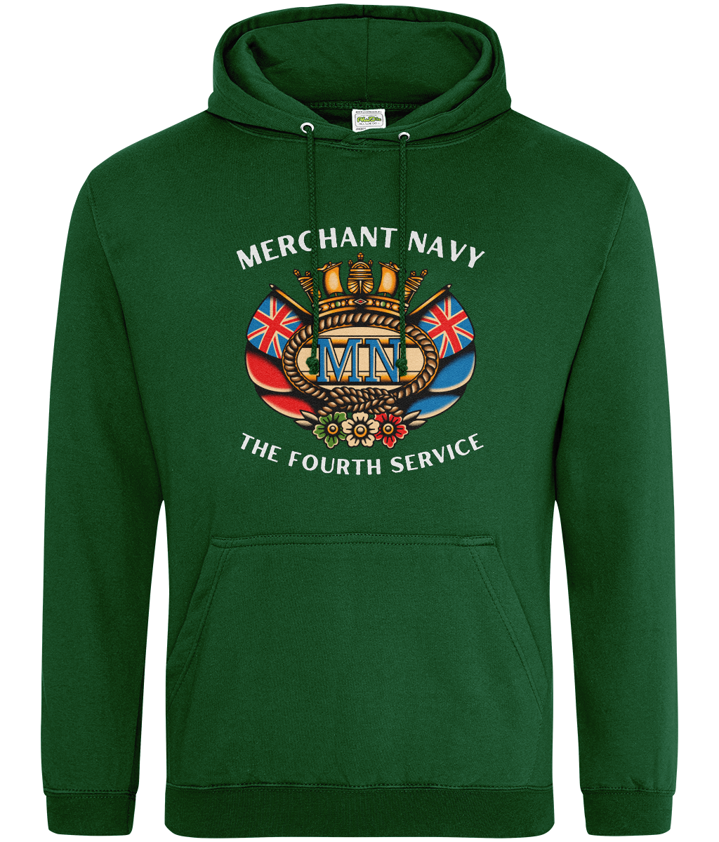 Ring-spun cotton unisex hoodie (British Merchant Navy crest) Great Harbour Gifts