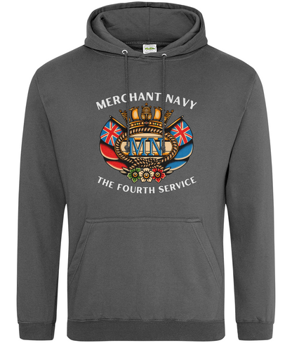 Ring-spun cotton unisex hoodie (British Merchant Navy crest) Great Harbour Gifts