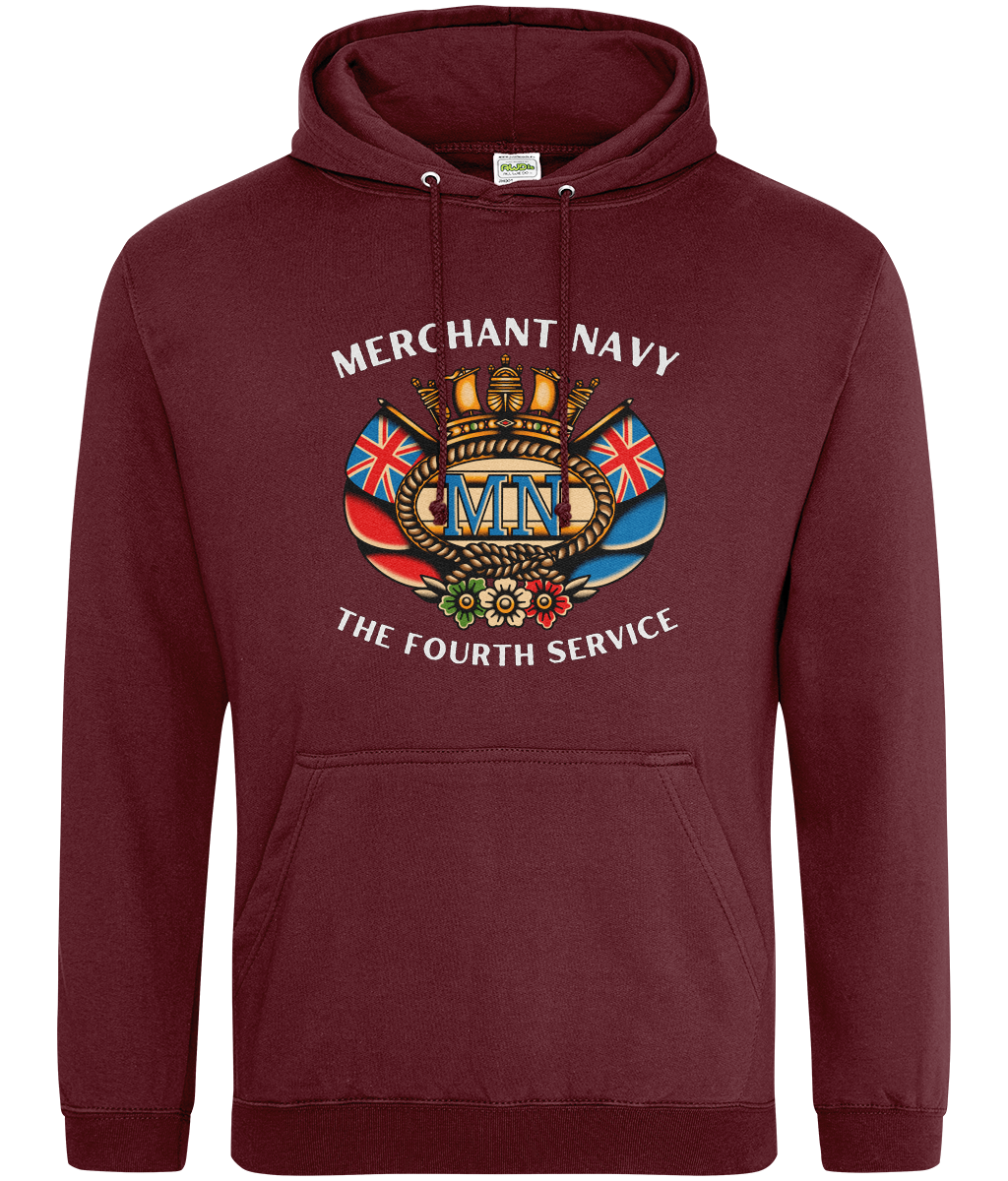 Ring-spun cotton unisex hoodie (British Merchant Navy crest) Great Harbour Gifts