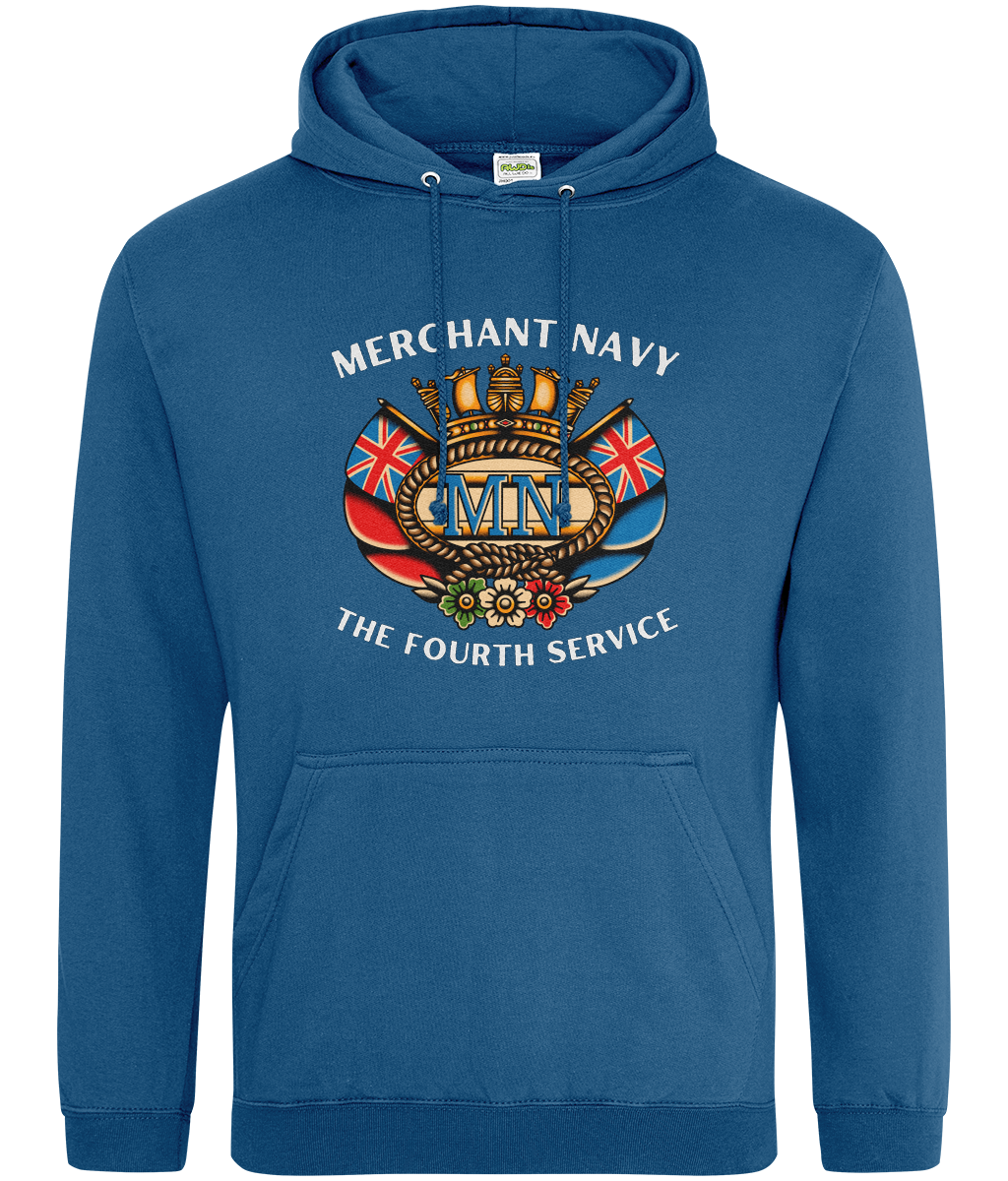 Ring-spun cotton unisex hoodie (British Merchant Navy crest) Great Harbour Gifts
