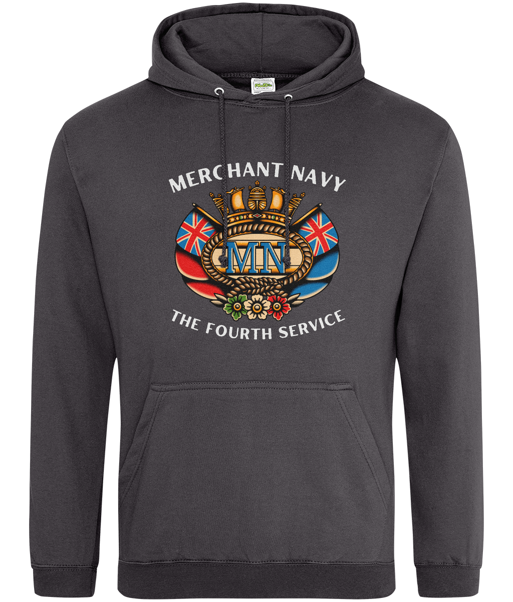 Ring-spun cotton unisex hoodie (British Merchant Navy crest) Great Harbour Gifts