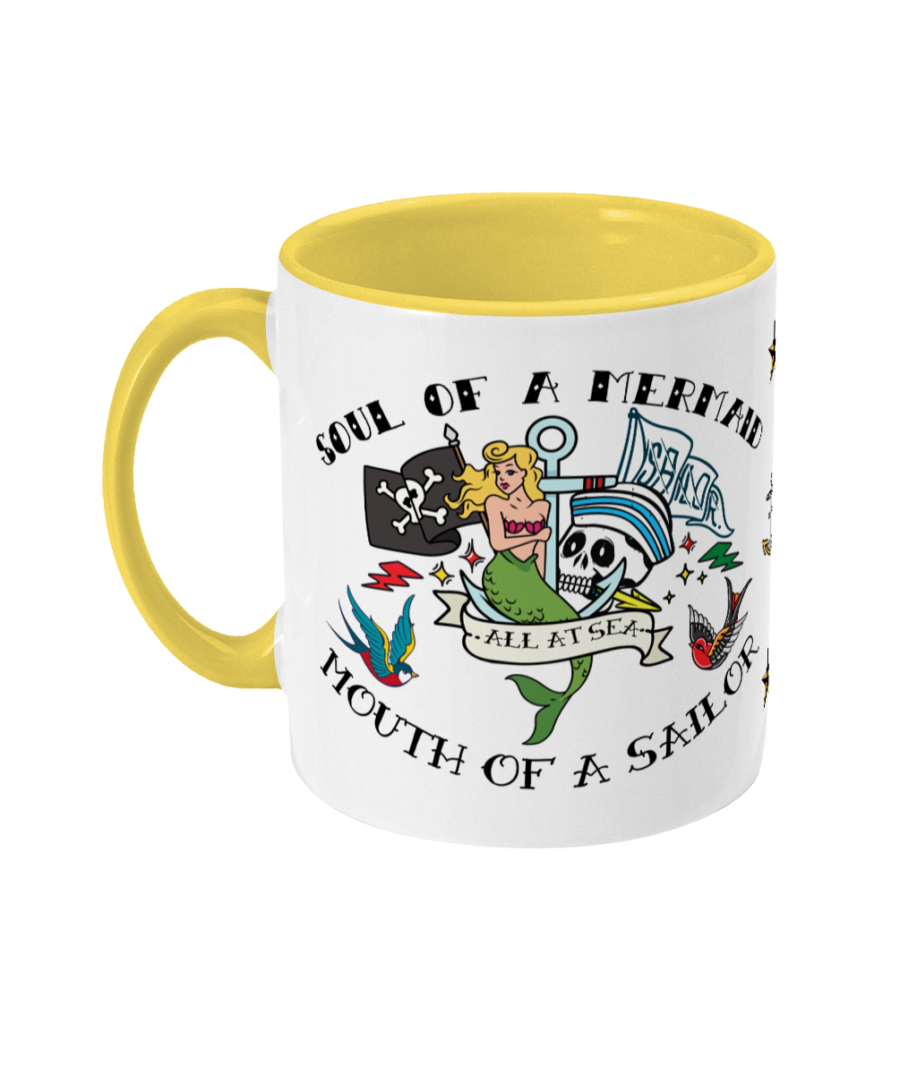 Sailor tattoo mug, Soul of a mermaid, mouth of a sailor Great Harbour Gifts