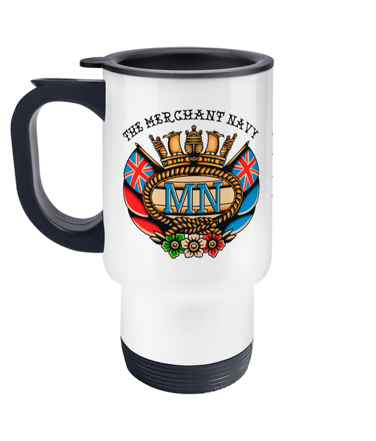 Travel Mug, British Merchant Navy crest and ensigns Great Harbour Gifts