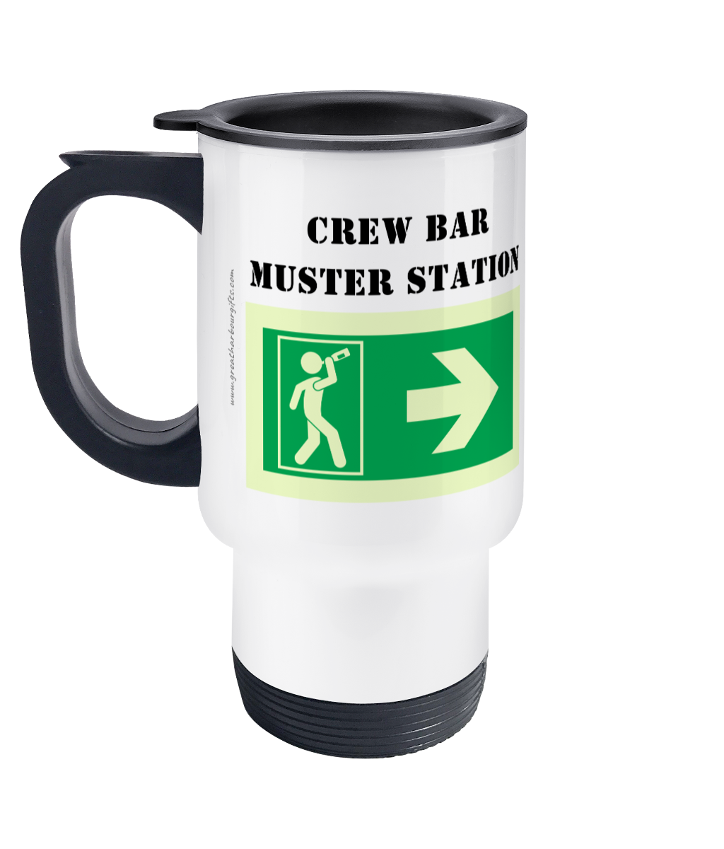 Crew Bar Sign Travel Mug, crew bar muster station (IMO signage) – Great Harbour Gifts