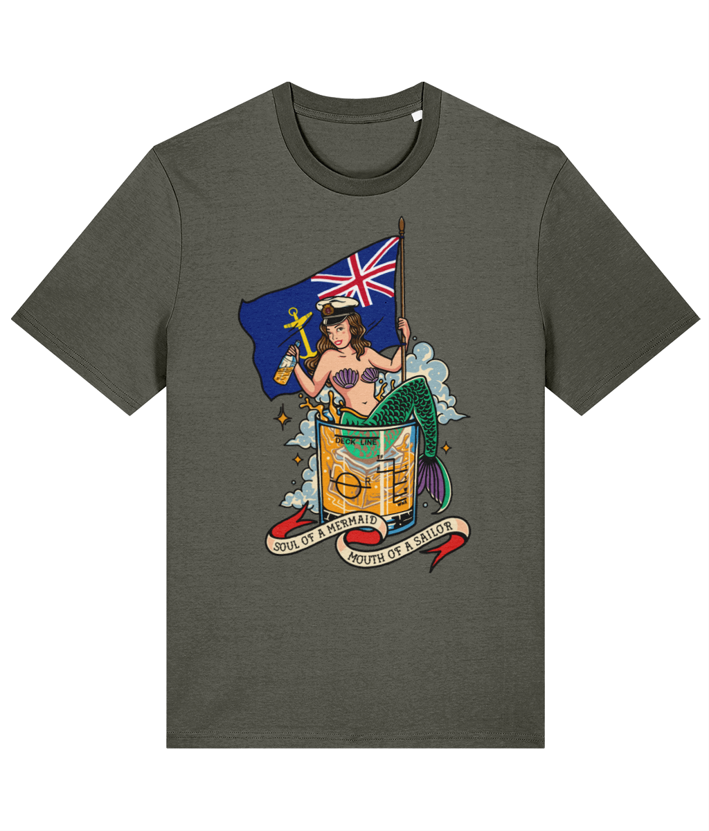Organic cotton unisex t-shirt, Royal Fleet Auxiliary (RFA) mermaid