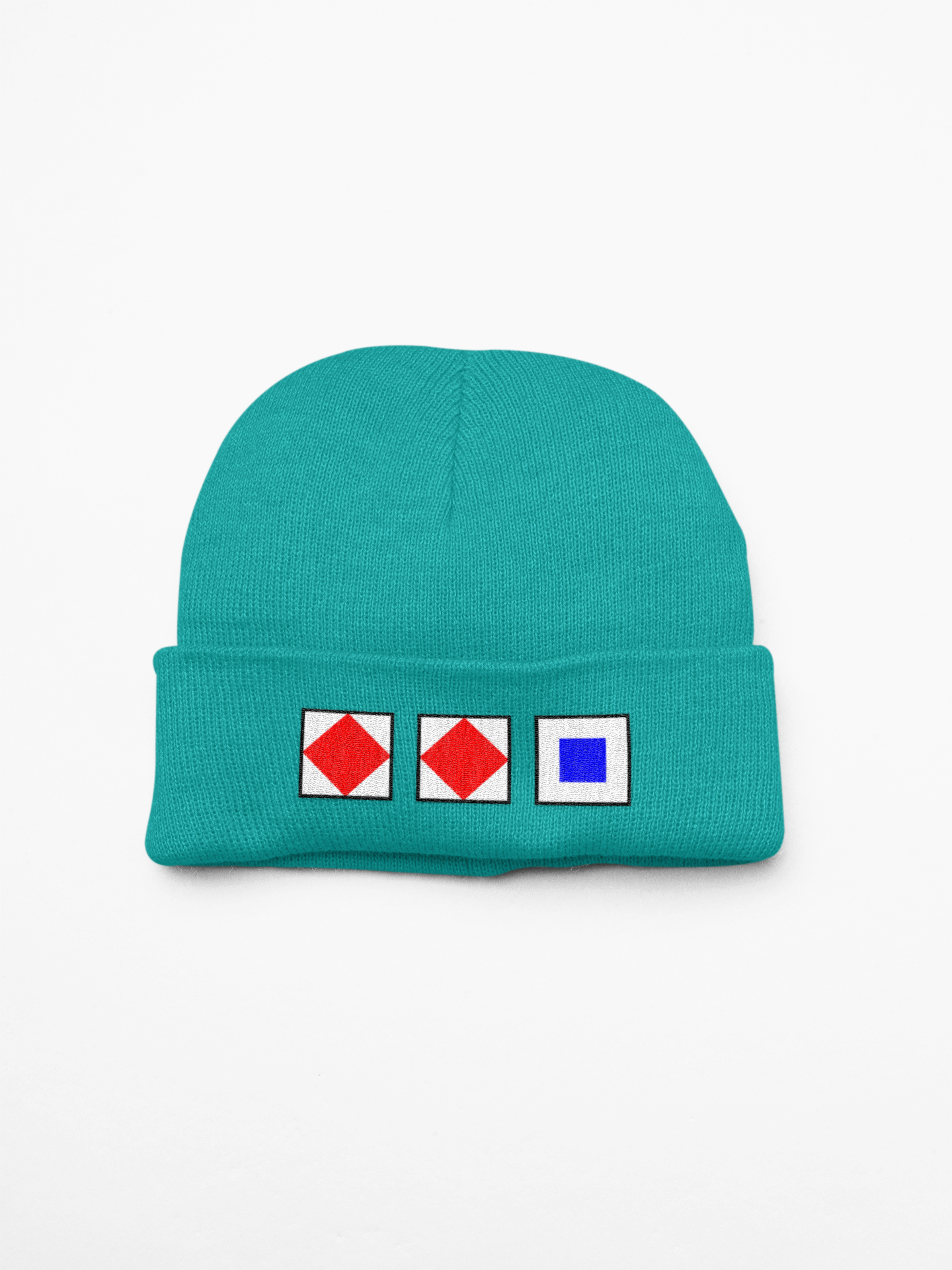 Cuffed beanie, nautical flags, Foxtrot, Foxtrot, Sierra (FFS)