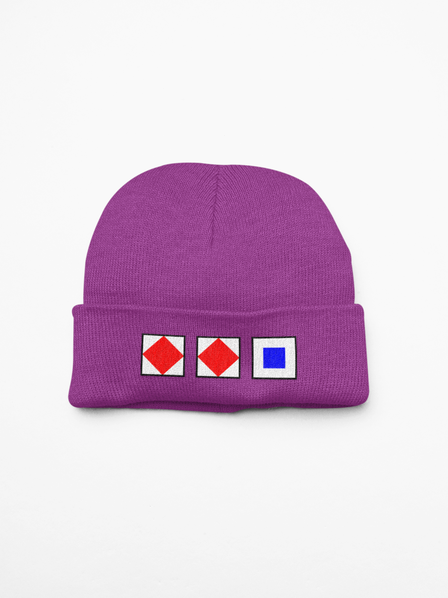 Cuffed beanie, nautical flags, Foxtrot, Foxtrot, Sierra (FFS)