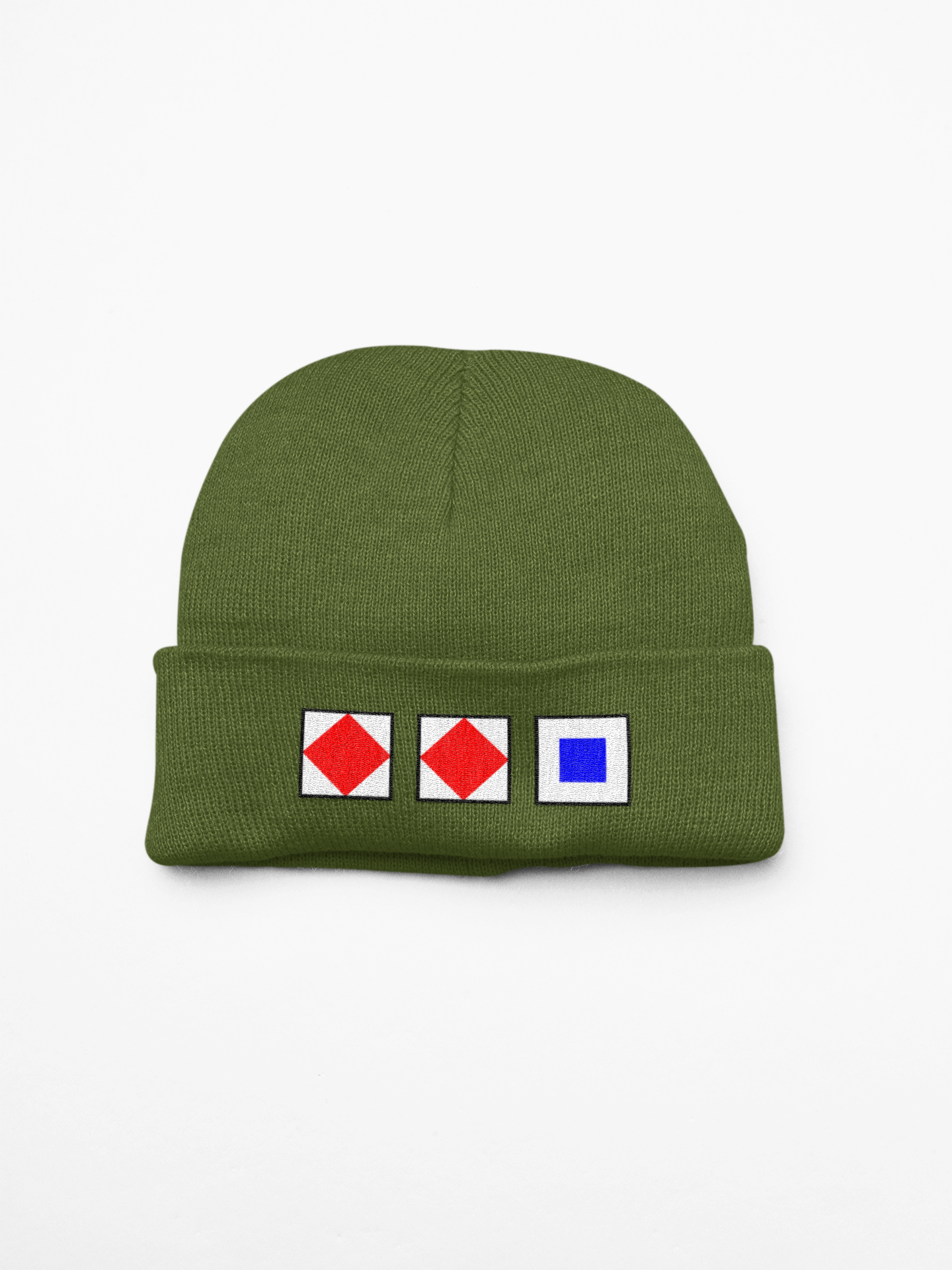 Cuffed beanie, nautical flags, Foxtrot, Foxtrot, Sierra (FFS)