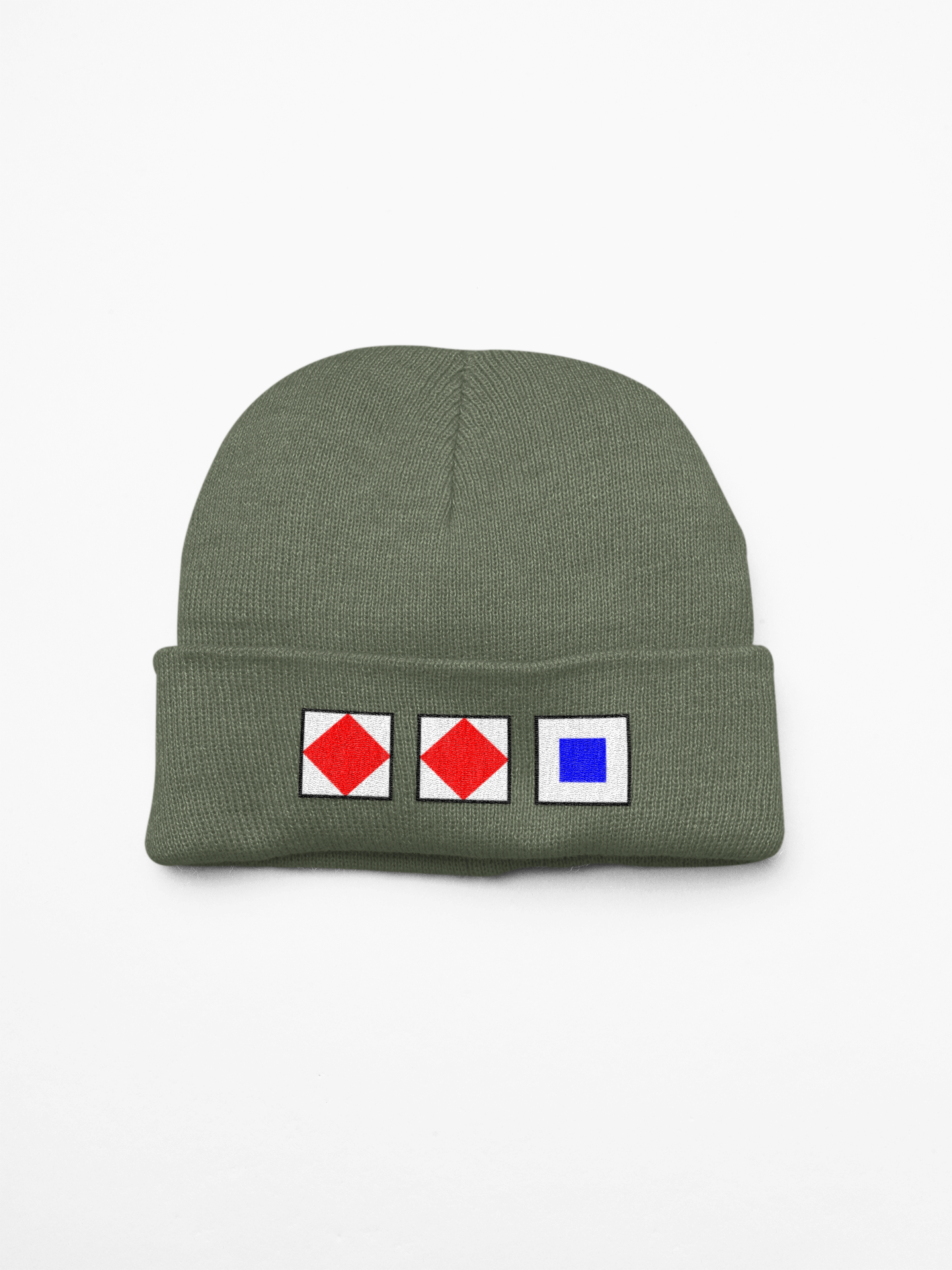 Cuffed beanie, nautical flags, Foxtrot, Foxtrot, Sierra (FFS)