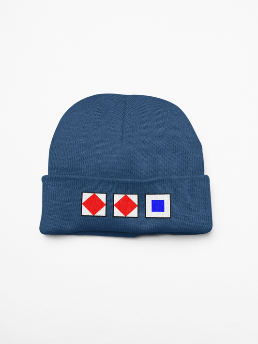 Cuffed beanie, nautical flags, Foxtrot, Foxtrot, Sierra (FFS)