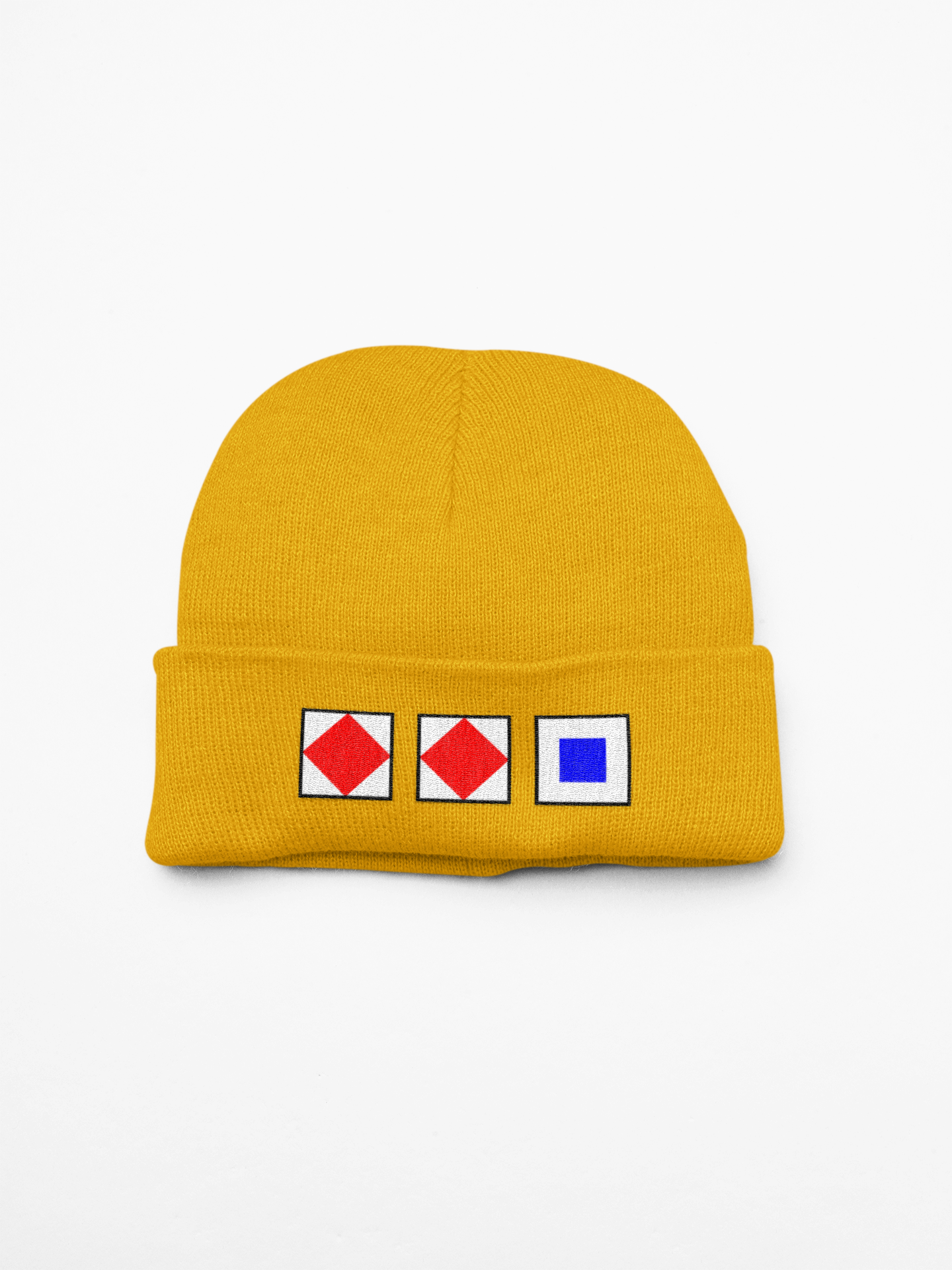 Cuffed beanie, nautical flags, Foxtrot, Foxtrot, Sierra (FFS)