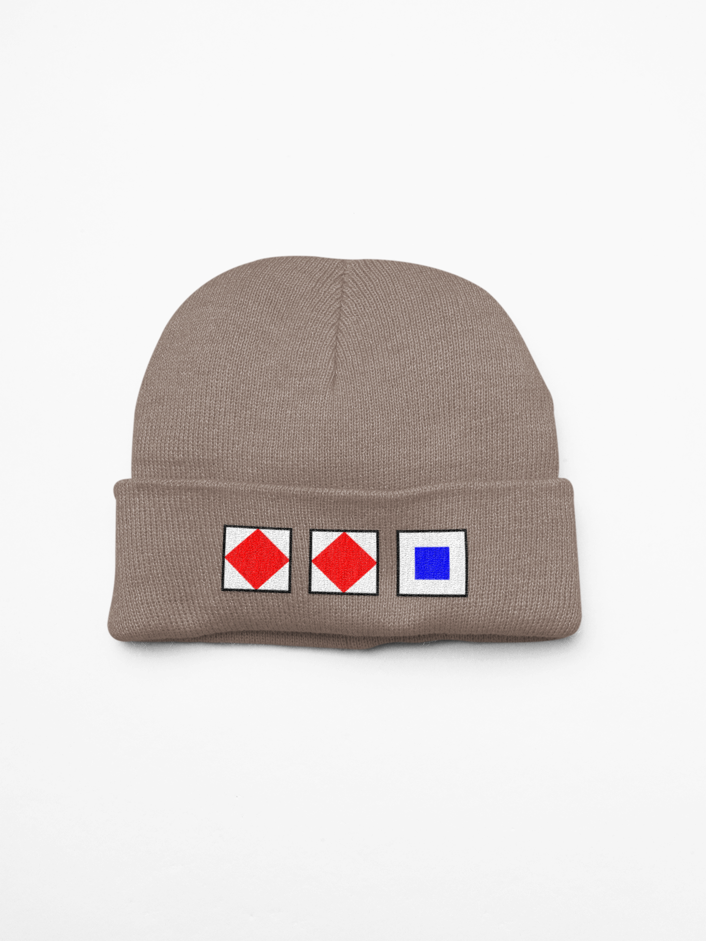 Cuffed beanie, nautical flags, Foxtrot, Foxtrot, Sierra (FFS)