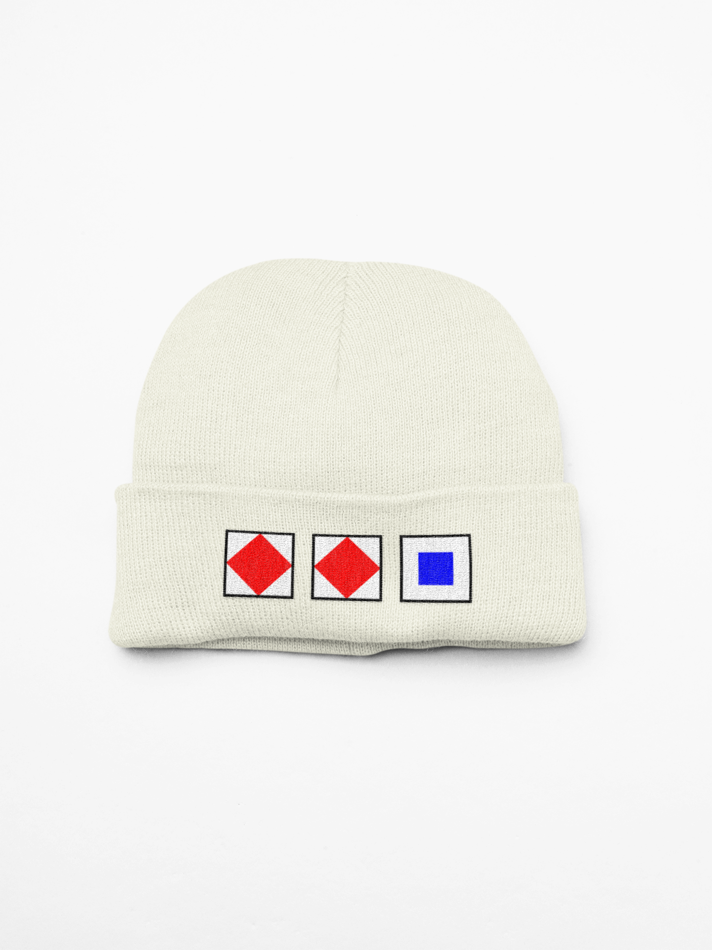 Cuffed beanie, nautical flags, Foxtrot, Foxtrot, Sierra (FFS)