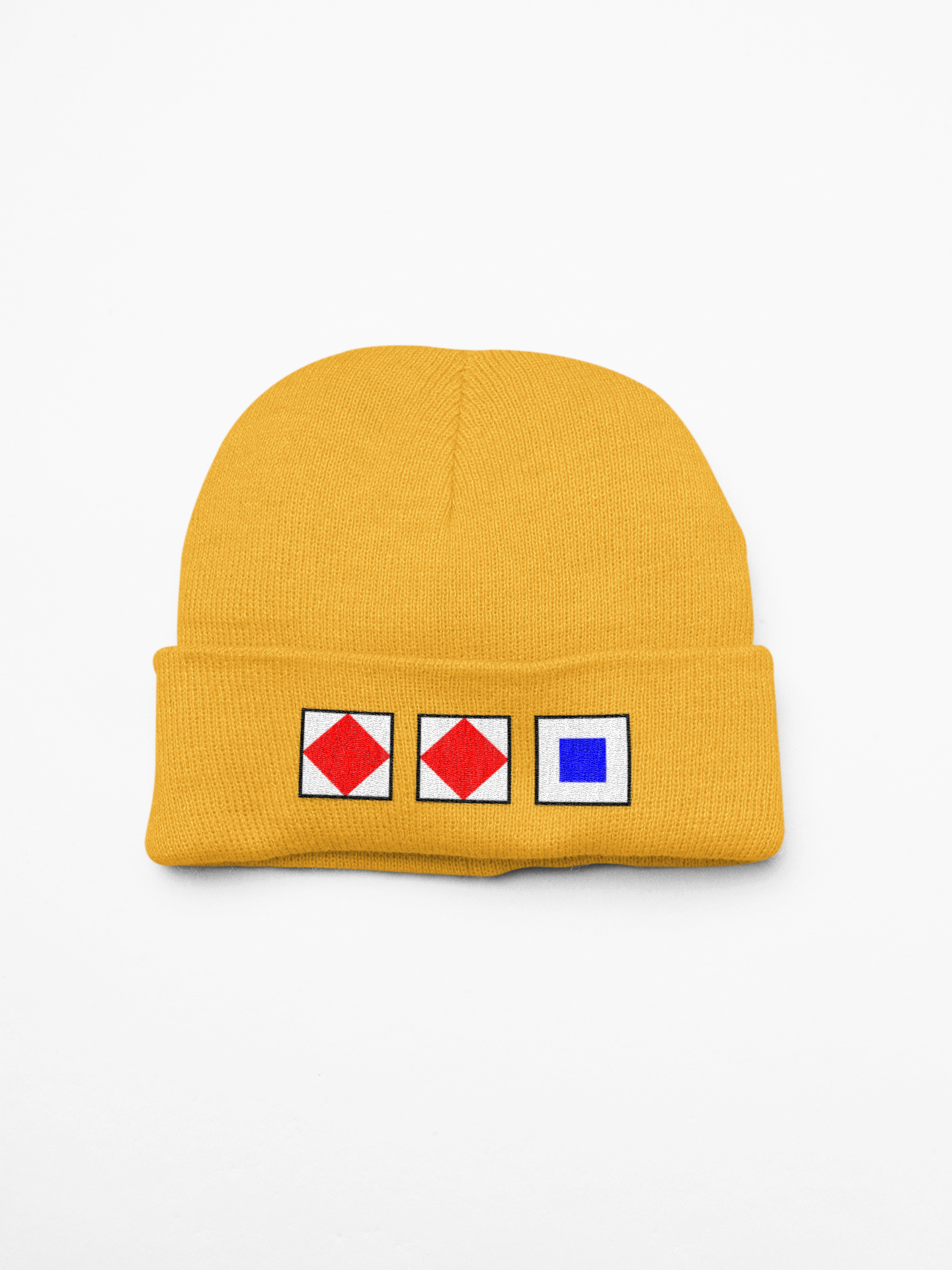 Cuffed beanie, nautical flags, Foxtrot, Foxtrot, Sierra (FFS)