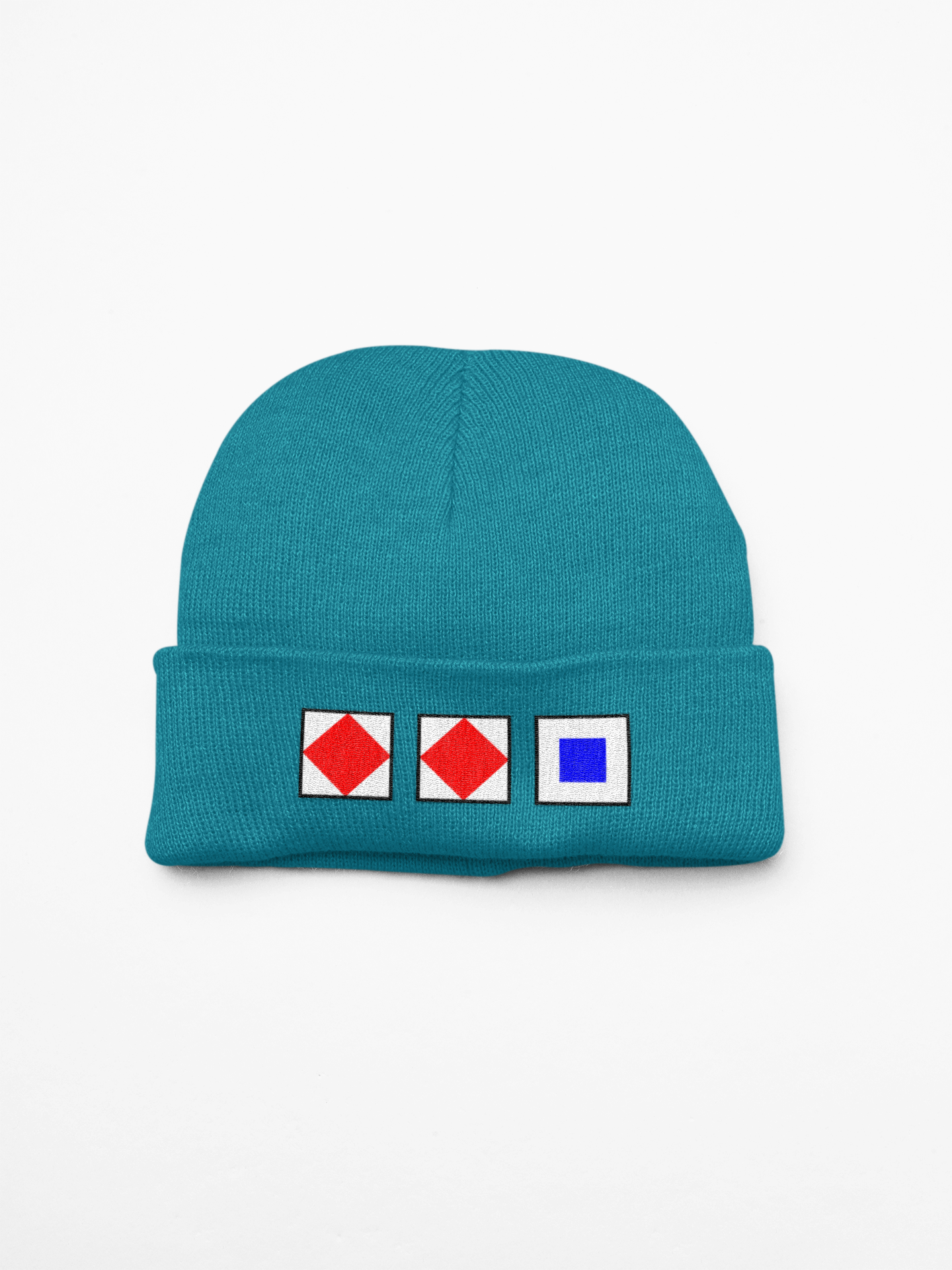 Cuffed beanie, nautical flags, Foxtrot, Foxtrot, Sierra (FFS)