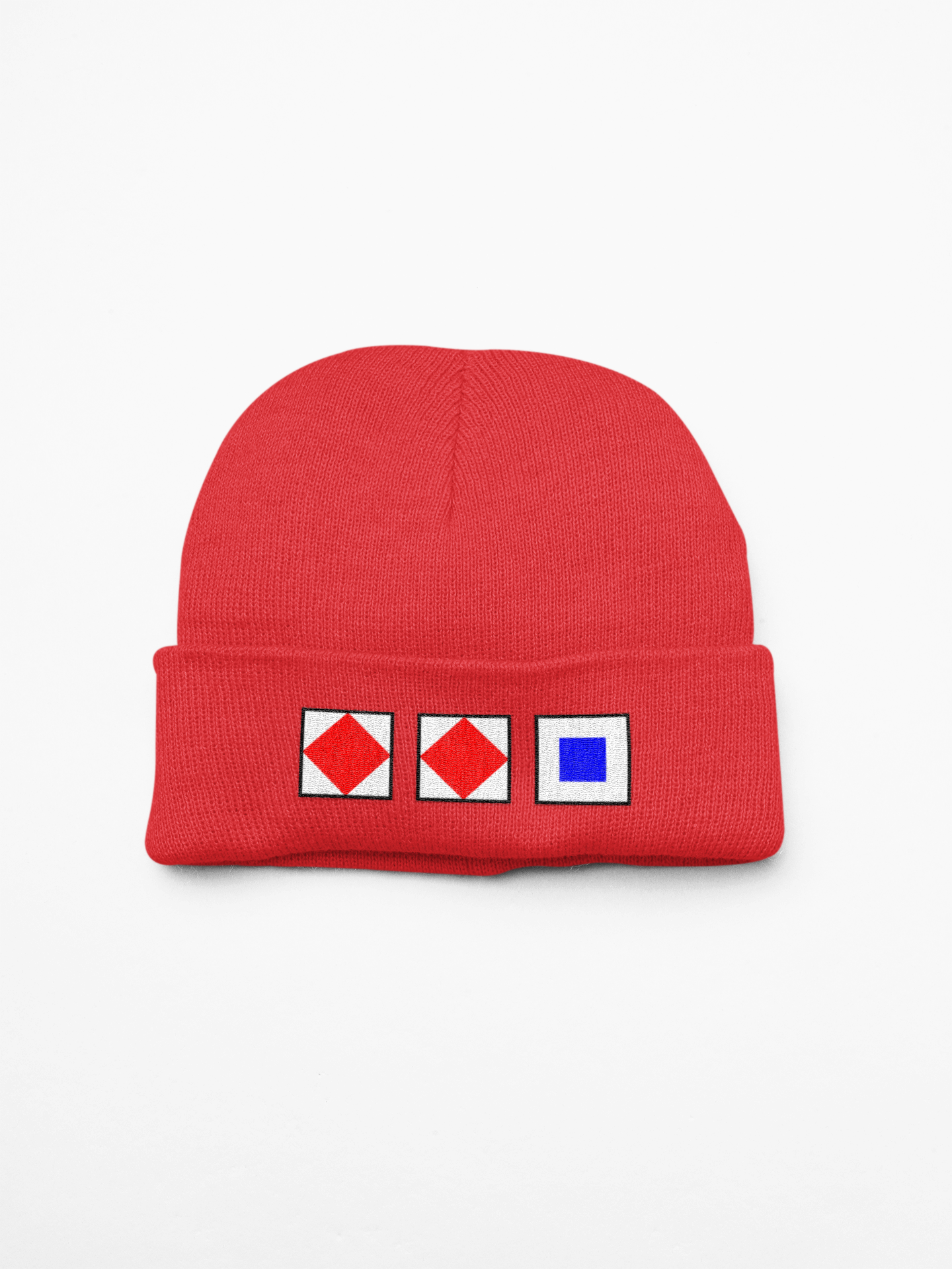 Cuffed beanie, nautical flags, Foxtrot, Foxtrot, Sierra (FFS)