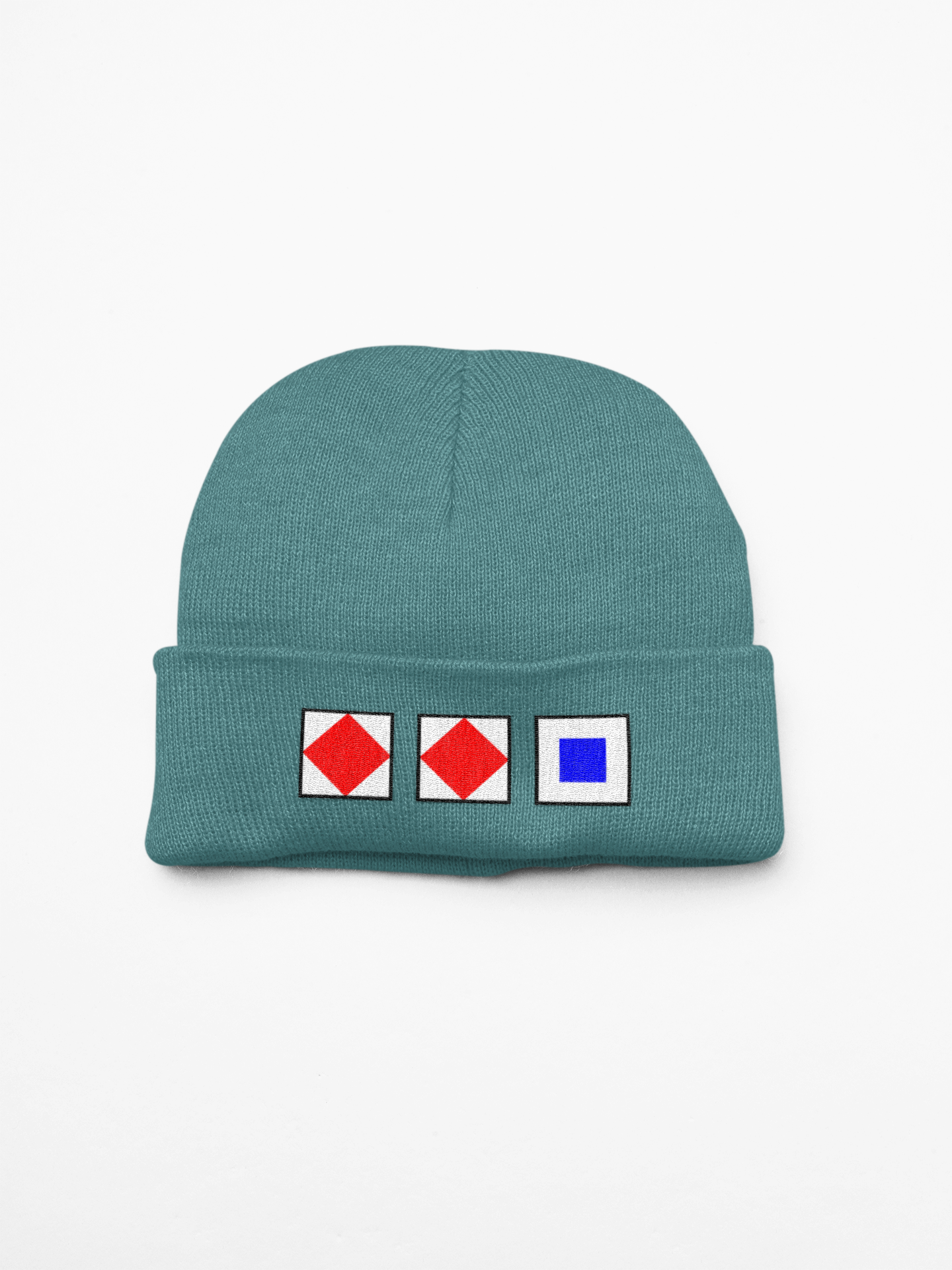 Cuffed beanie, nautical flags, Foxtrot, Foxtrot, Sierra (FFS)