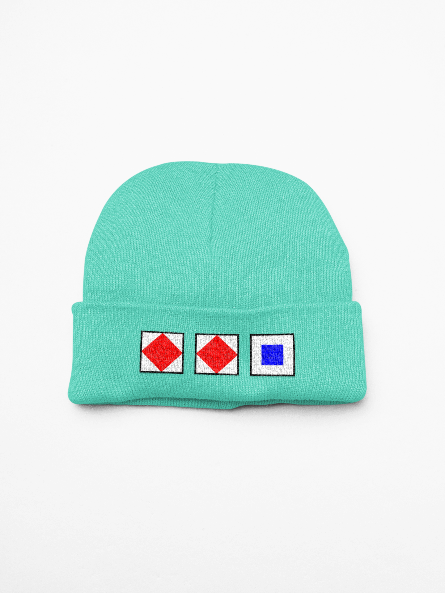 Cuffed beanie, nautical flags, Foxtrot, Foxtrot, Sierra (FFS)