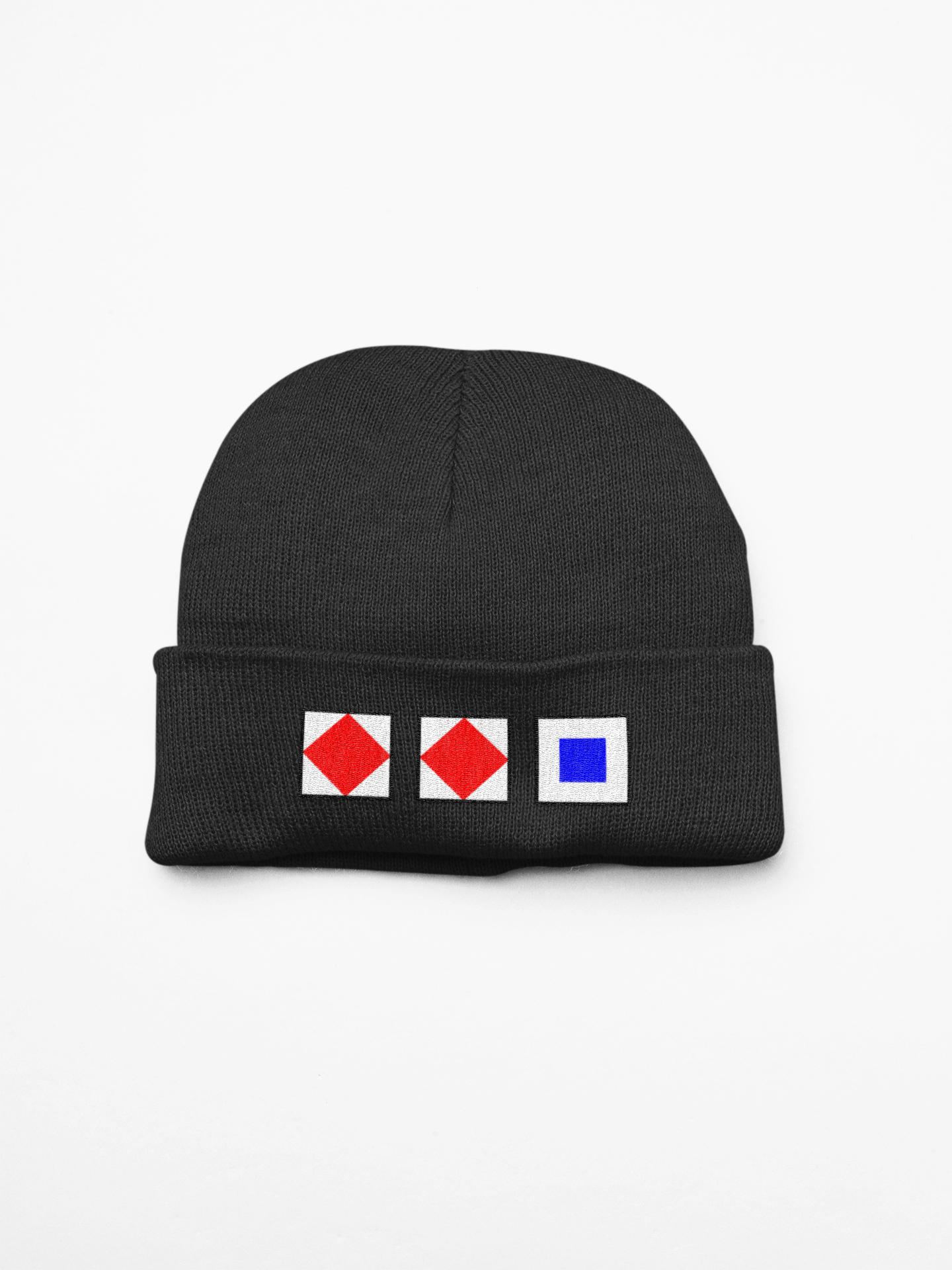 Cuffed beanie, nautical flags, Foxtrot, Foxtrot, Sierra (FFS)