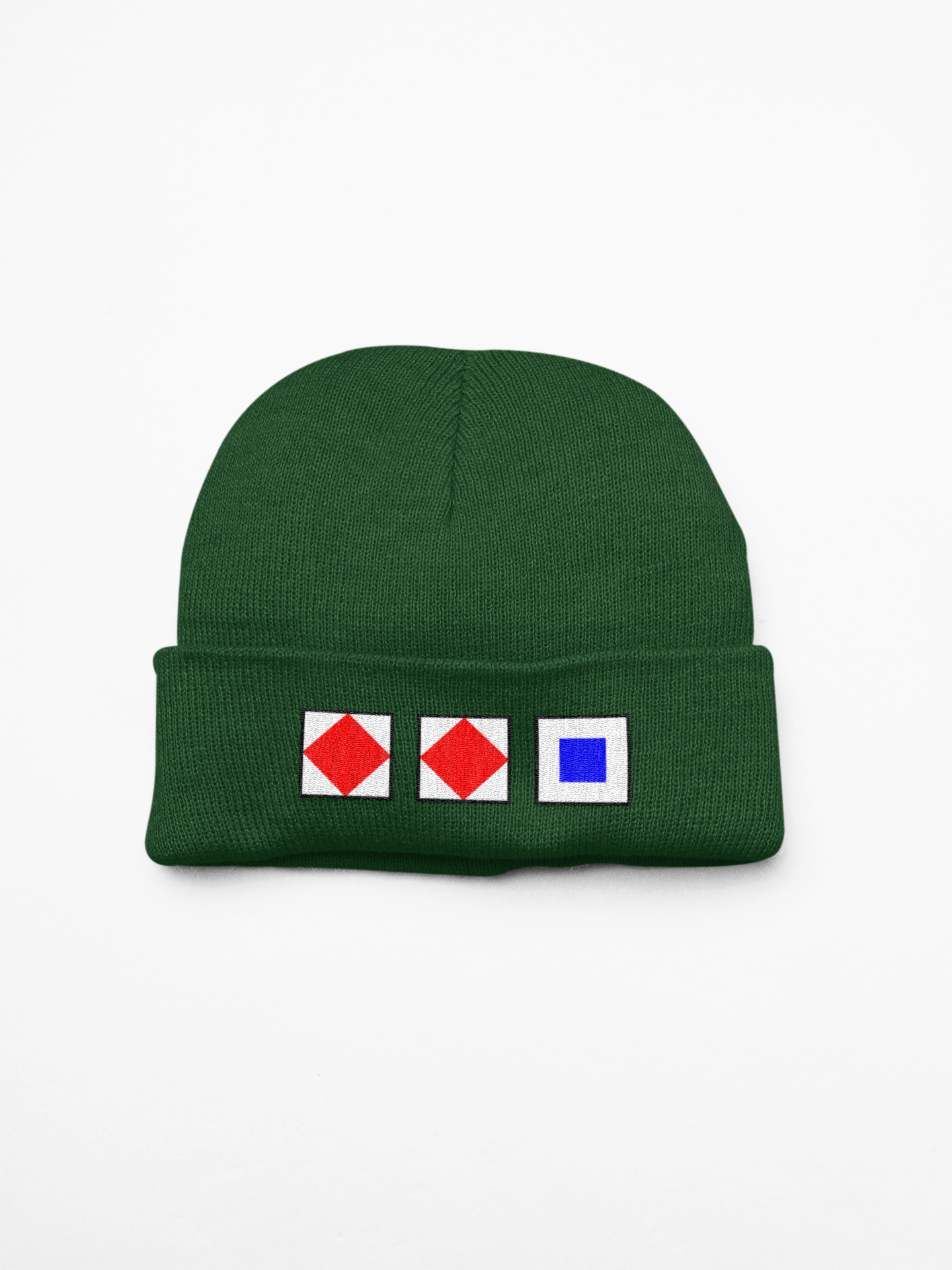 Cuffed beanie, nautical flags, Foxtrot, Foxtrot, Sierra (FFS)