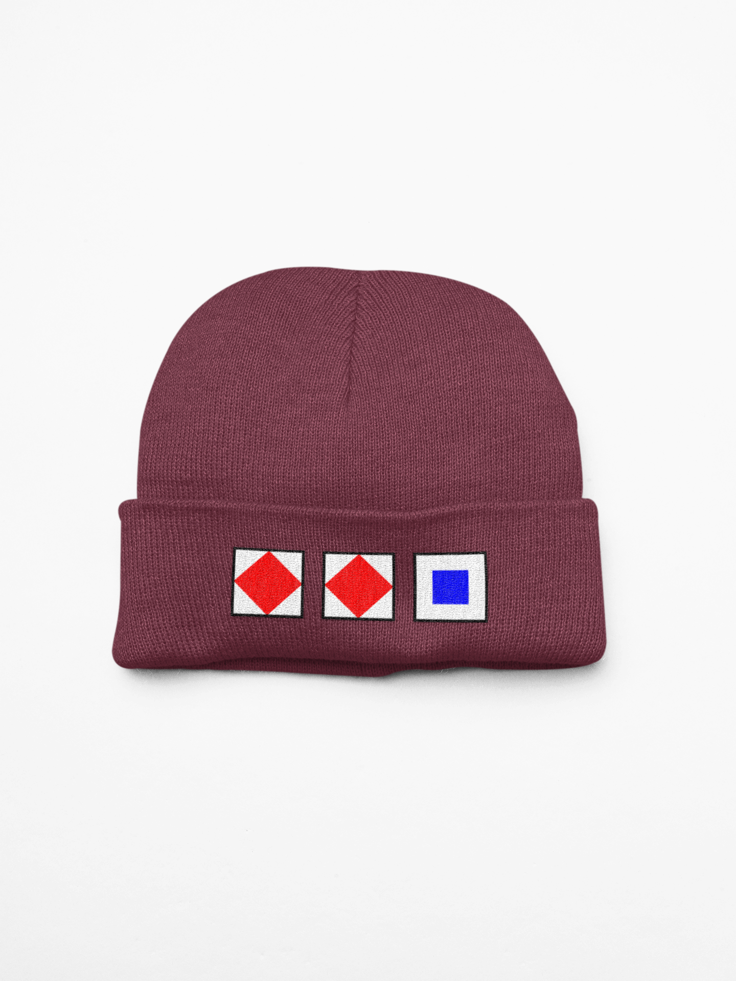 Cuffed beanie, nautical flags, Foxtrot, Foxtrot, Sierra (FFS)