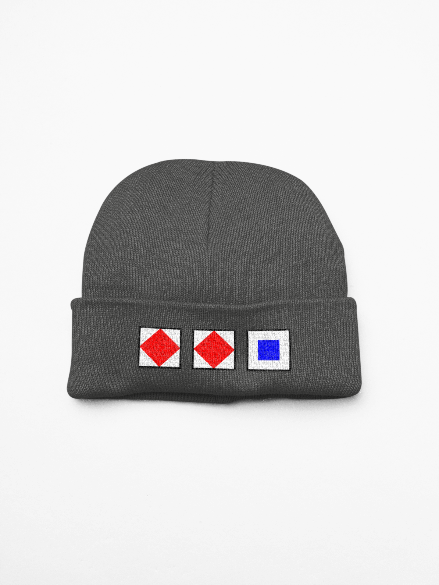 Cuffed beanie, nautical flags, Foxtrot, Foxtrot, Sierra (FFS)